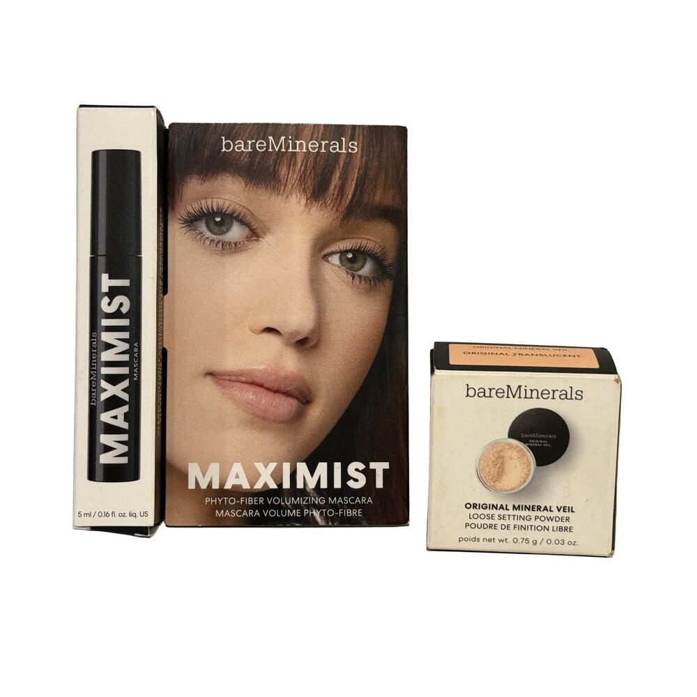 bareMinerals MAXIMIST Mascara & Mineral Veil Set Volumizing Travel Size Black